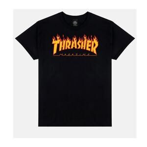 VTG Y2K Thrasher Flame Logo T Shirt Black Men M Skate Streetwear